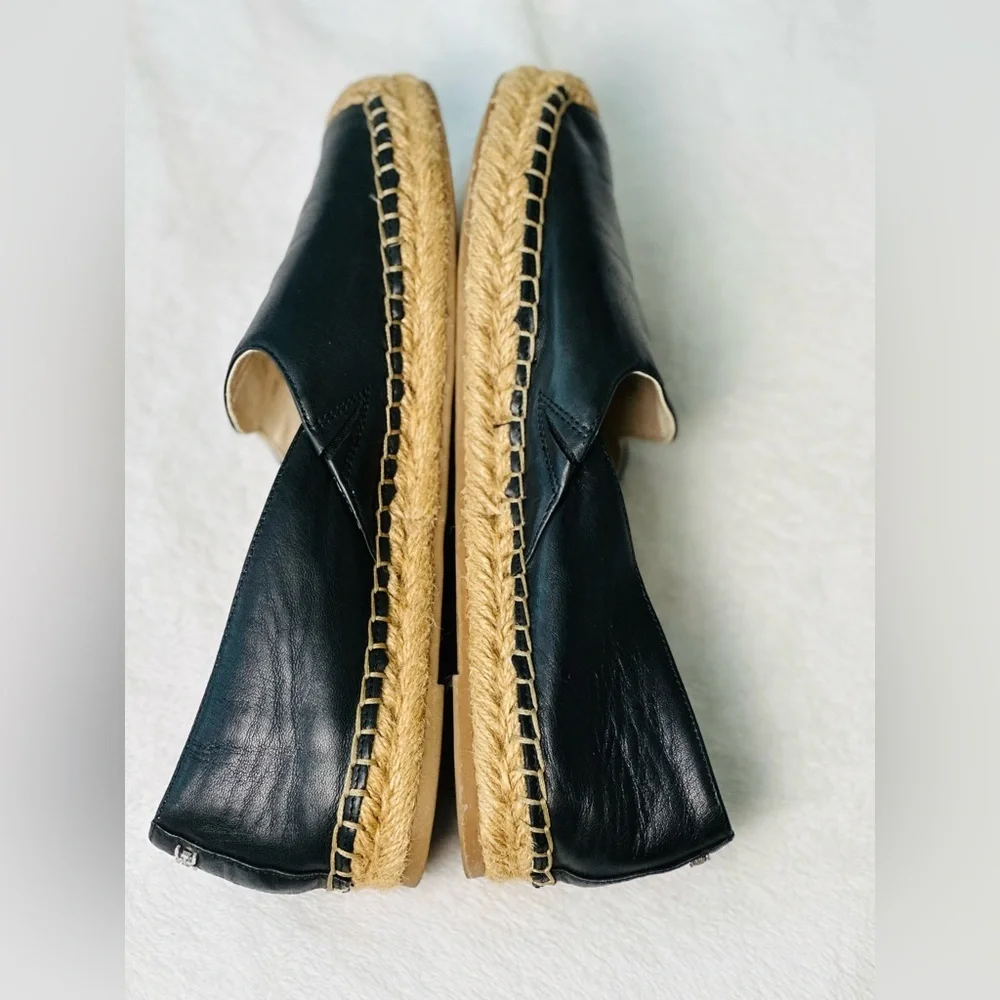 Sam Edelman Kesia Leather Espadrille Flats in Black Size 7